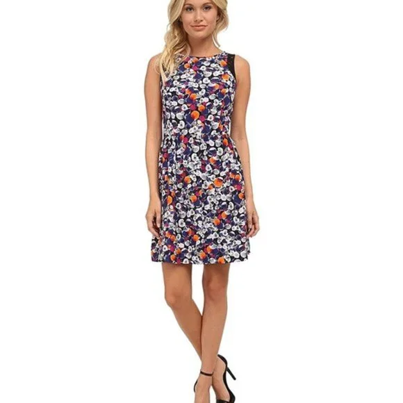 Kensie Color Pops Lace-Inset Dress Indigo Combo - Picture 3 of 14